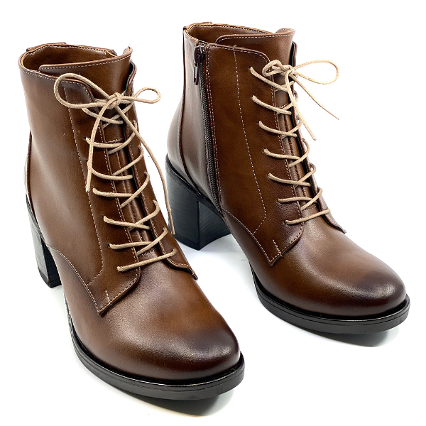 Combat booties with stacked heel