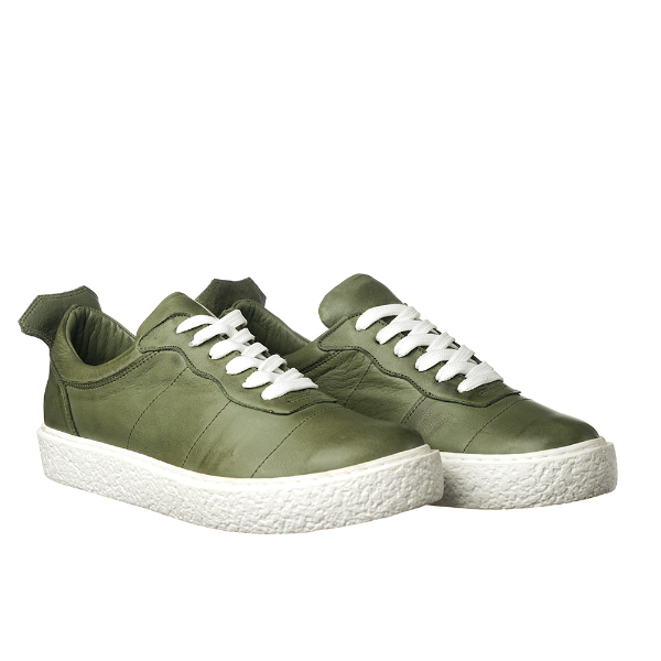 Olive green low top fashion sneakers