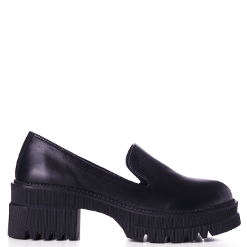 Black Low block heel round toe shoes
