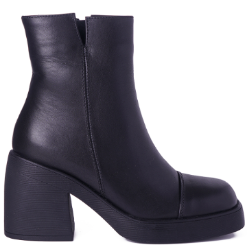 Square toe platform ankle boots with cap toe