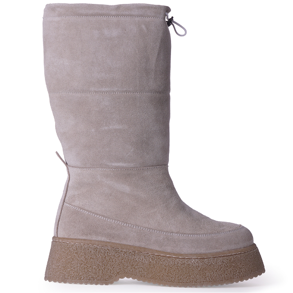 Beige/Grey suede snow boots