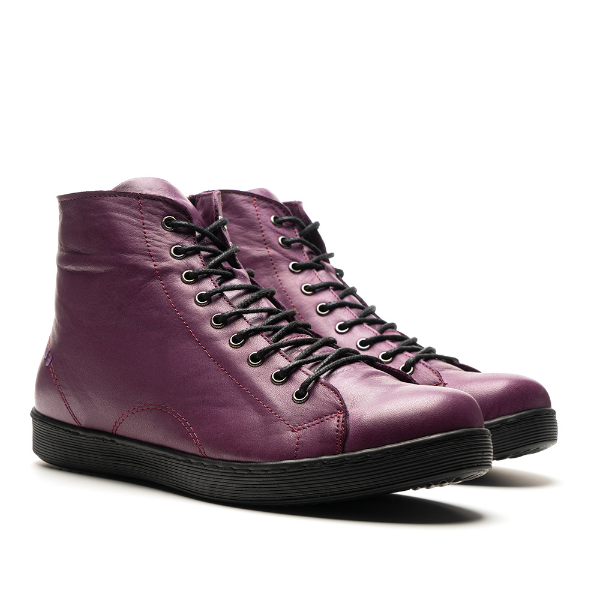 Lace-up & Zip-up High Top Calf Leather Sneakers